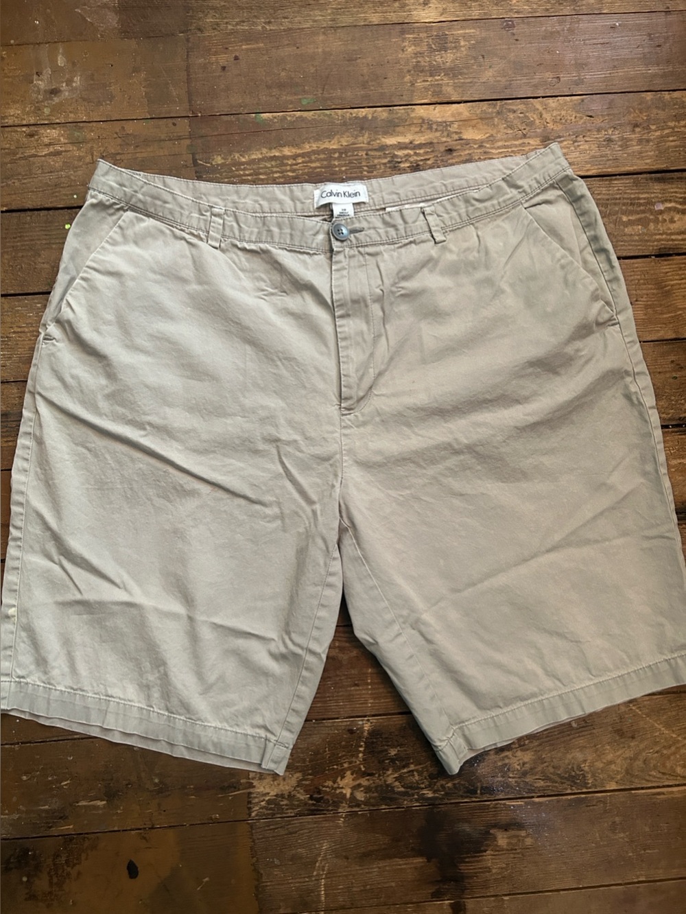 Calvin Klein Men's Light Khaki Flat-Front Shorts